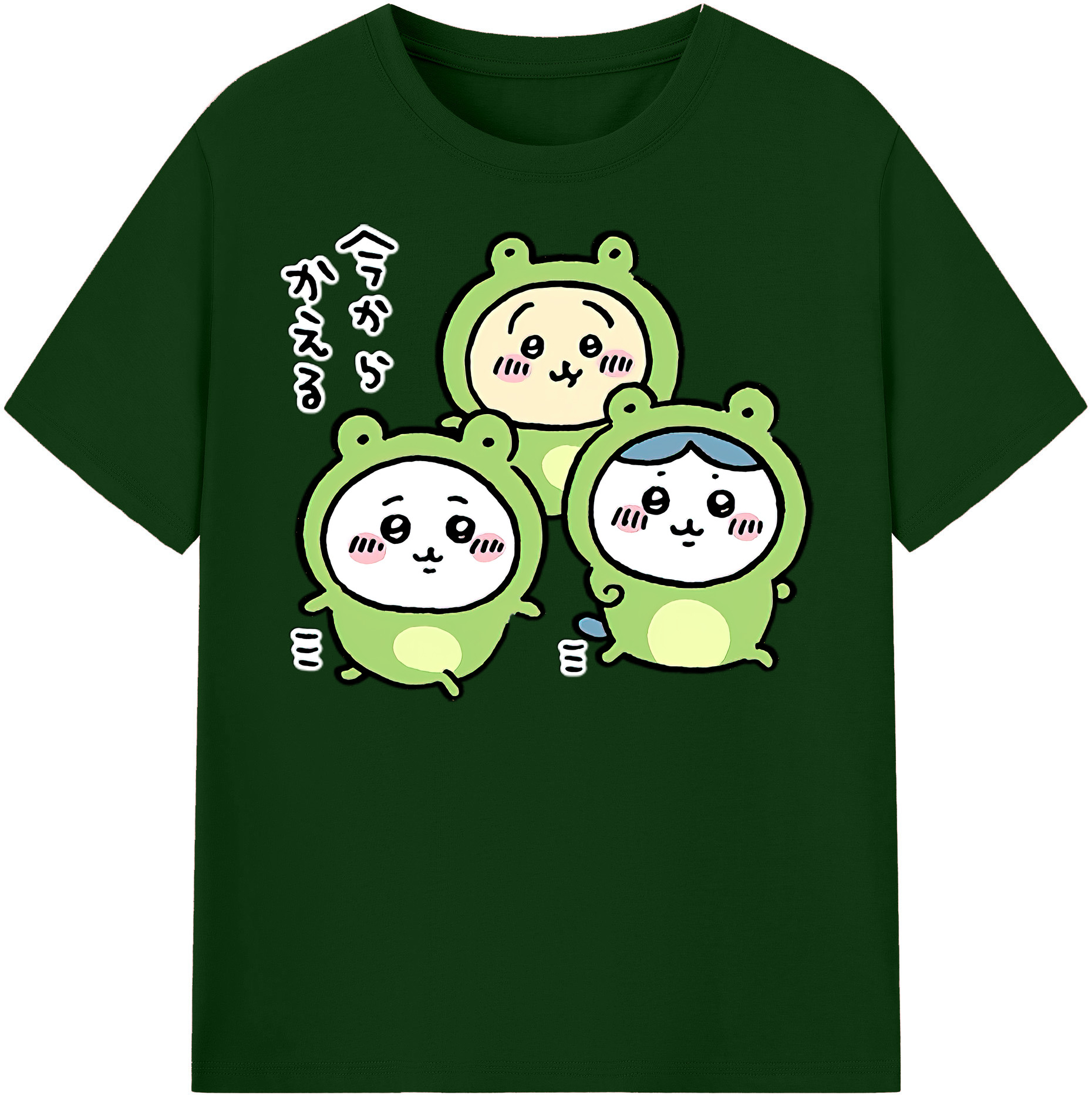 （画像用） ちいかわ ハチワレ Chii-kawa hachiware 綿100％半袖Tシャツ（フロントプリント）